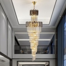 Tilspidset krystal pendel luksus duplex dekorativ loftslampe