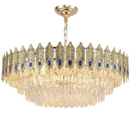 Golden Feather Crystal Pendel Light Duplex dekorativt loftslys