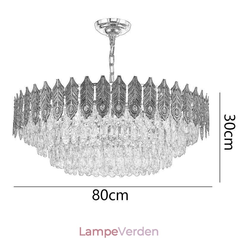 Golden Feather Crystal Pendel Light Duplex dekorativt loftslys