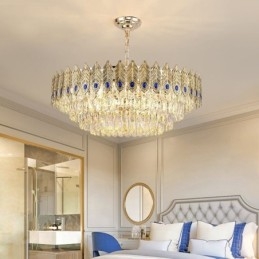 Golden Feather Crystal Pendel Light Duplex dekorativt loftslys