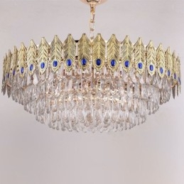 Golden Feather Crystal Pendel Light Duplex dekorativt loftslys