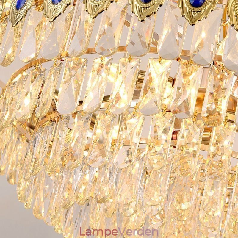 Golden Feather Crystal Pendel Light Duplex dekorativt loftslys
