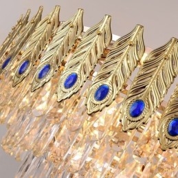 Golden Feather Crystal Pendel Light Duplex dekorativt loftslys