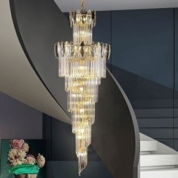Krystal Pendel Duplex Tilspidset Dekorativ Loftslampe 70cm