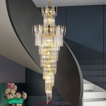 Krystal Pendel Duplex Tilspidset Dekorativ Loftslampe 70cm Krystal Pendel Duplex Tilspidset Dekorativ Loftslampe 70cm