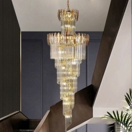 Krystal Pendel Duplex Tilspidset Dekorativ Loftslampe 70cm