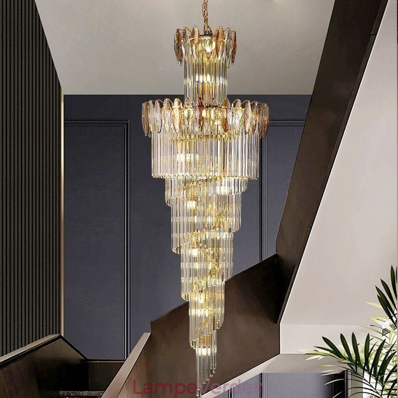 Krystal Pendel Duplex Tilspidset Dekorativ Loftslampe 70cm