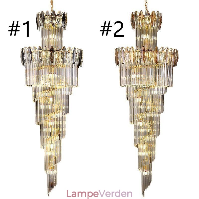 Krystal Pendel Duplex Tilspidset Dekorativ Loftslampe 70cm