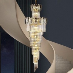 Krystal Pendel Duplex Tilspidset Dekorativ Loftslampe 70cm