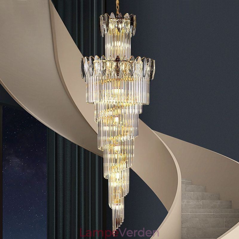Krystal Pendel Duplex Tilspidset Dekorativ Loftslampe 70cm