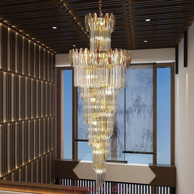 Krystal Pendel Duplex Tilspidset Dekorativ Loftslampe 70cm