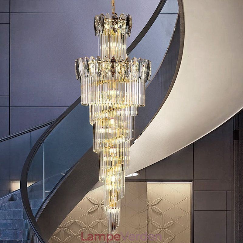 Krystal Pendel Duplex Tilspidset Dekorativ Loftslampe 70cm