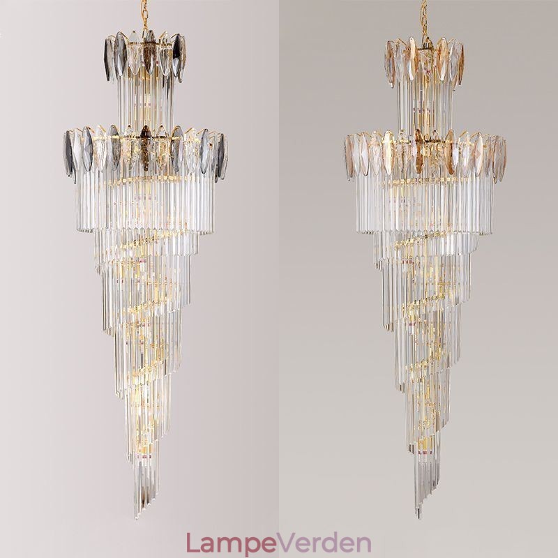 Krystal Pendel Duplex Tilspidset Dekorativ Loftslampe 70cm