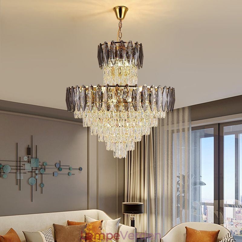 Tilspidset krystal pendel Duplex dekorativ loftslampe 80cm