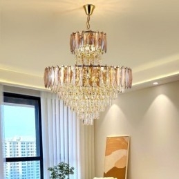 Tilspidset krystal pendel Duplex dekorativ loftslampe 80cm