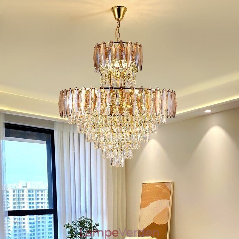 Tilspidset krystal pendel Duplex dekorativ loftslampe 80cm