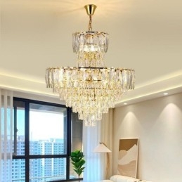 Tilspidset krystal pendel Duplex dekorativ loftslampe 80cm