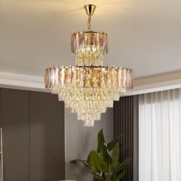 Tilspidset krystal pendel Duplex dekorativ loftslampe 80cm