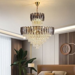Tilspidset krystal pendel Duplex dekorativ loftslampe 80cm
