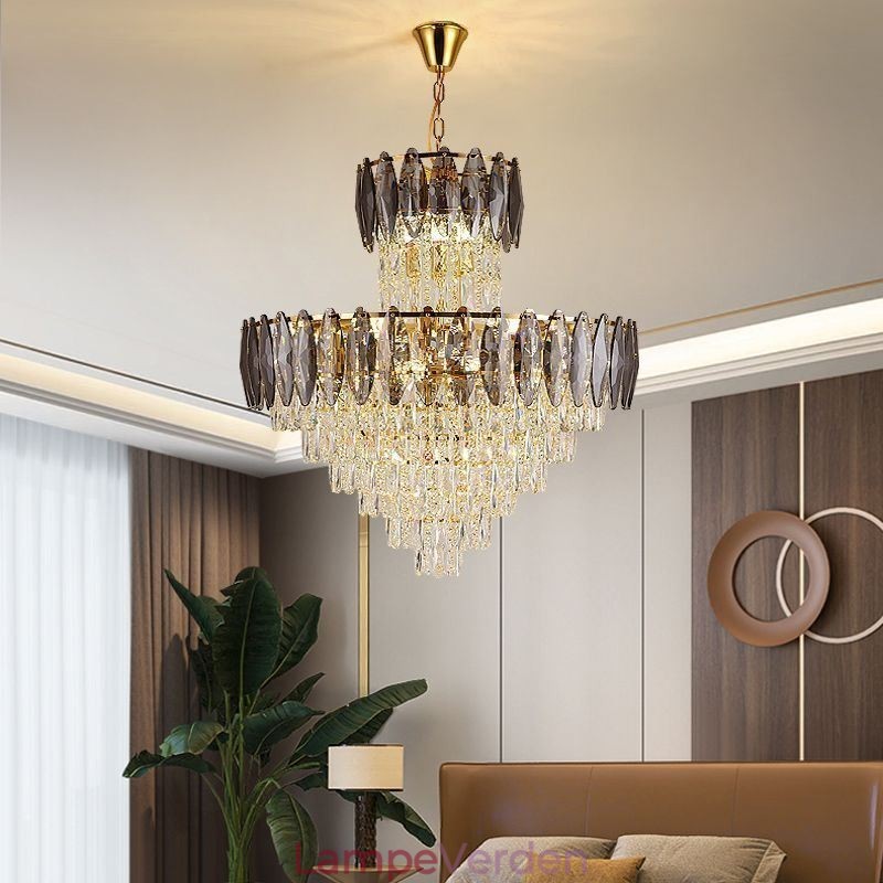 Tilspidset krystal pendel Duplex dekorativ loftslampe 80cm