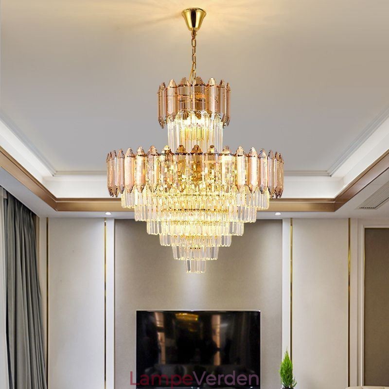 Tilspidset krystal pendel Duplex dekorativ loftslampe