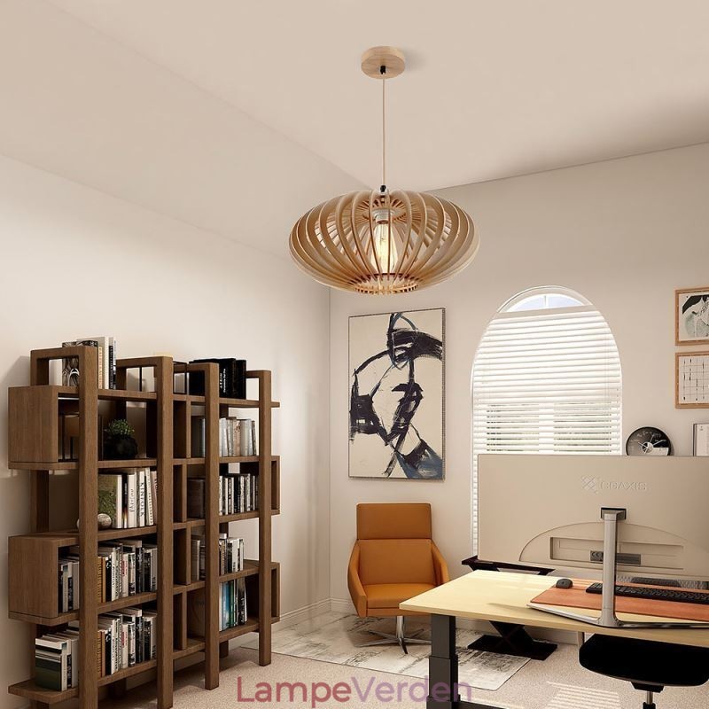 Log Basswood Loftslampe 17cm Oval trælampeskærm