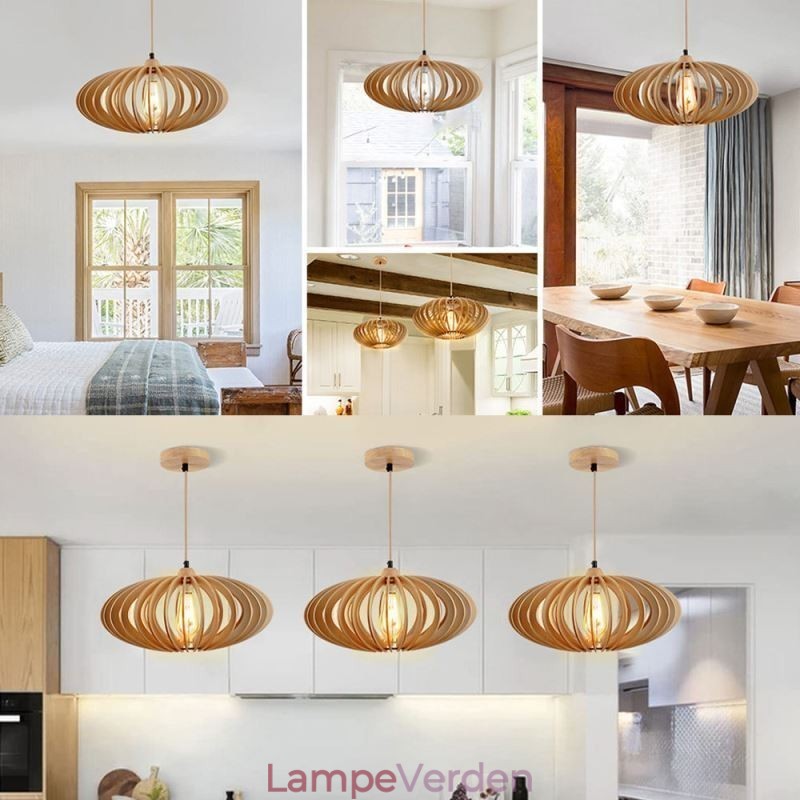 Log Basswood Loftslampe 17cm Oval trælampeskærm