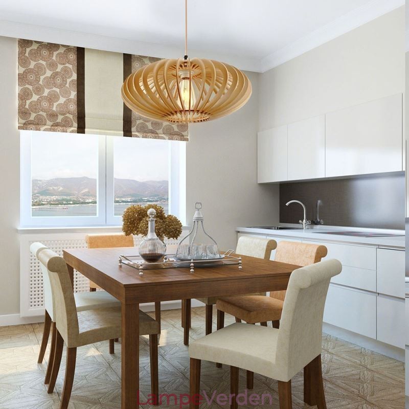 Log Basswood Loftslampe 17cm Oval trælampeskærm