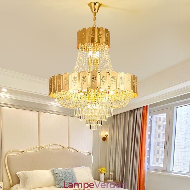 Guld krystal pendel Elegant Decrative Loftslampe