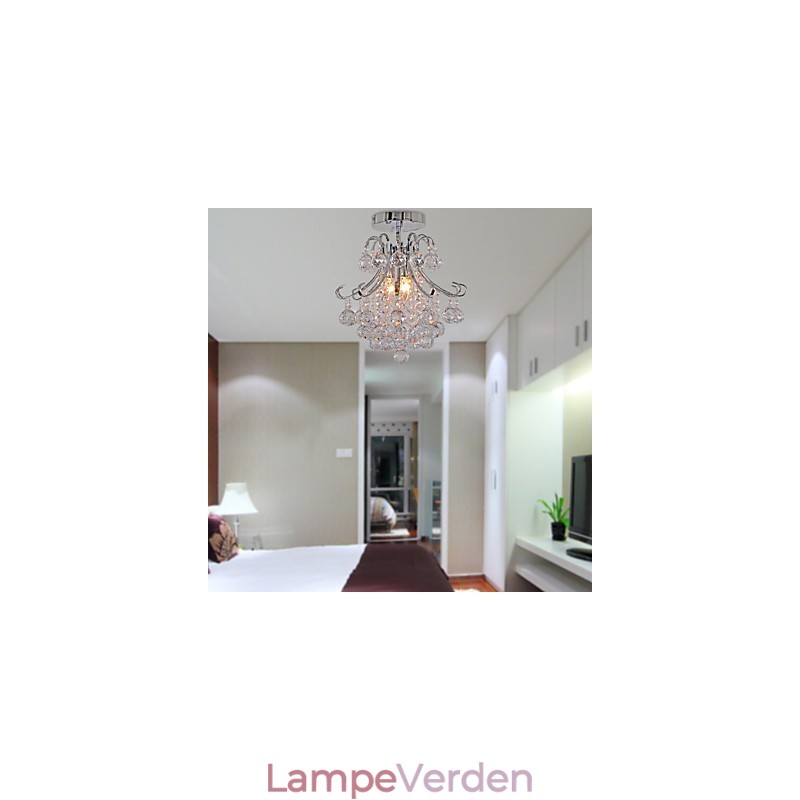 Moderne moderne krystal mini stil galvaniseret metal lysekrone Flush Mount