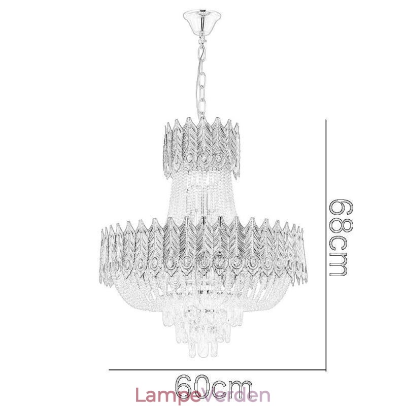 Krystal Pendel Luksus Decrative Loftslampe 60cm