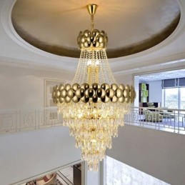 Krystal Pendel Elektrobelagt Guld Duplex Luksus Decrative Loftslampe 80cm