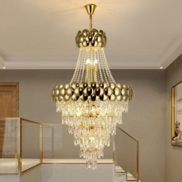 Krystal Pendel Elektrobelagt Guld Duplex Luksus Decrative Loftslampe 80cm