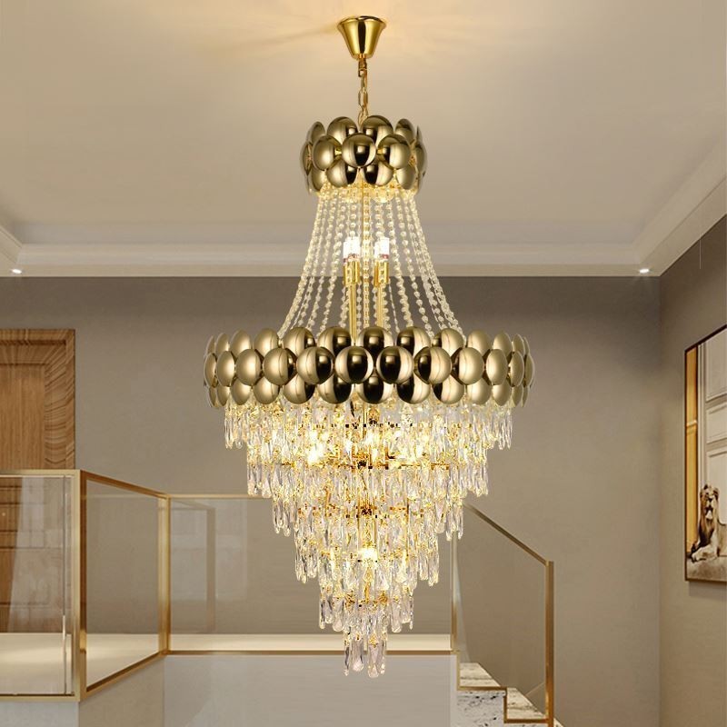 Krystal Pendel Elektrobelagt Guld Duplex Luksus Decrative Loftslampe 80cm
