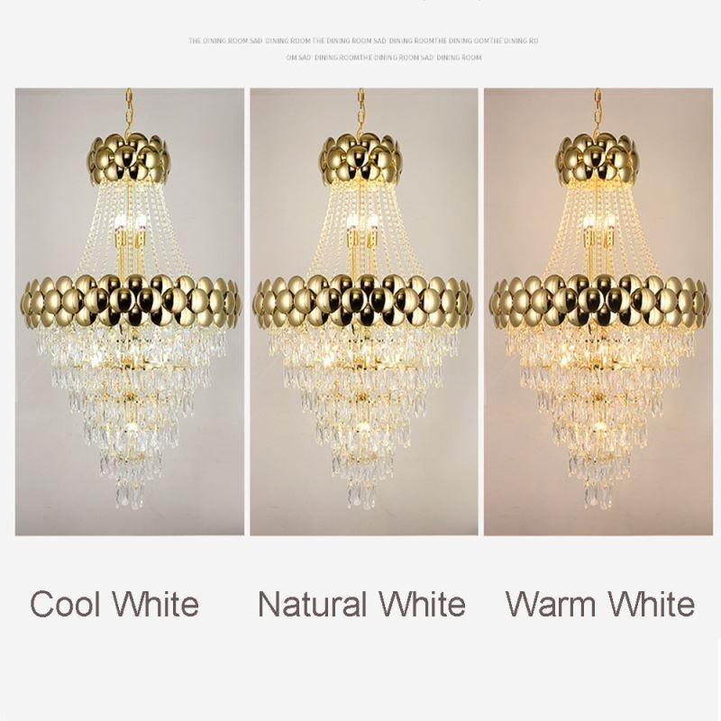 Krystal Pendel Elektrobelagt Guld Duplex Luksus Decrative Loftslampe 80cm