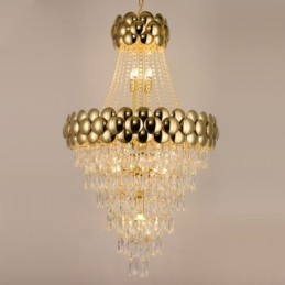 Krystal Pendel Elektrobelagt Guld Duplex Luksus Decrative Loftslampe 80cm