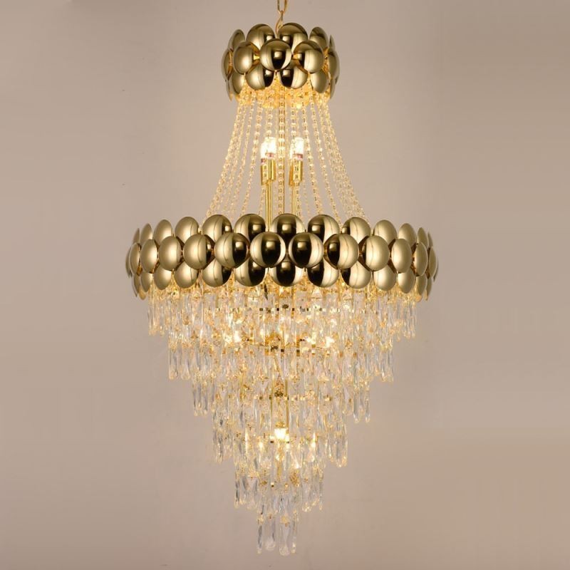 Krystal Pendel Elektrobelagt Guld Duplex Luksus Decrative Loftslampe 80cm