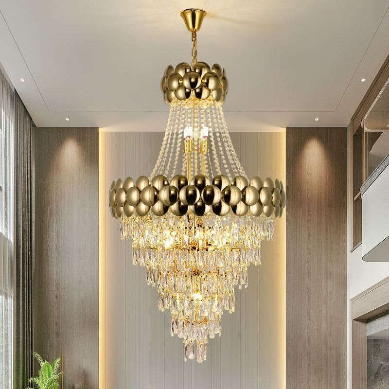 Krystal Pendel Elektrobelagt Guld Duplex Luksus Decrative Loftslampe 80cm