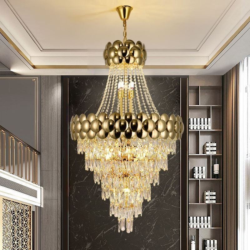 Krystal Pendel Elektrobelagt Guld Duplex Luksus Decrative Loftslampe 80cm