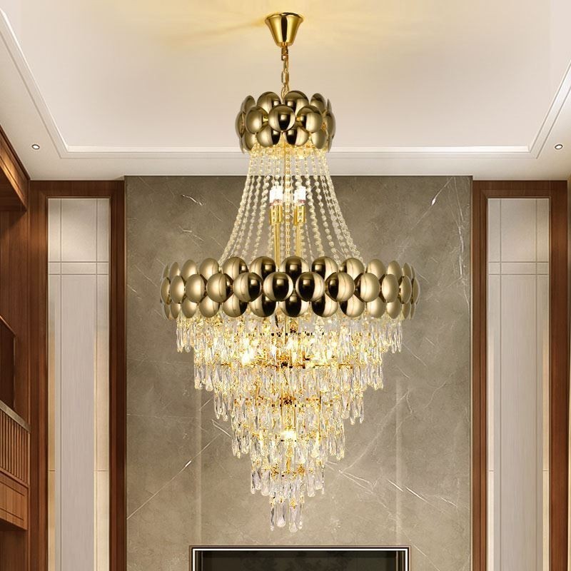 Krystal Pendel Elektrobelagt Guld Duplex Luksus Decrative Loftslampe 80cm