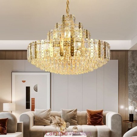 Crystal Pendel Light 4th Floor Luksus Decrative Loftslampe med gyldent hult jernplade Crystal Pendel Light 4th Floor Luksus Decrative Loftslampe med gyldent hult jernplade