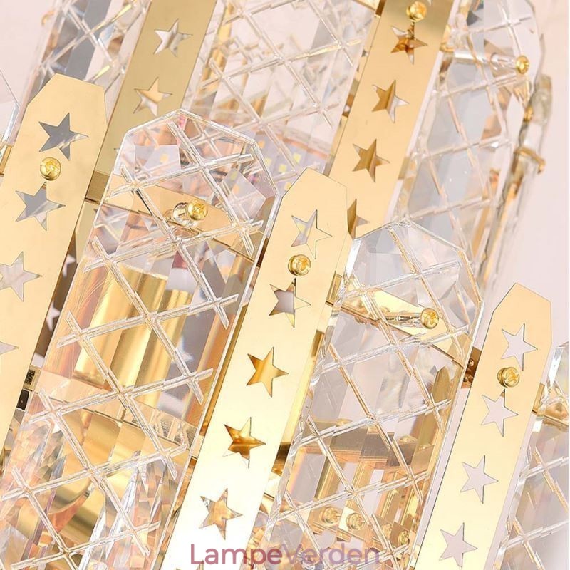 Crystal Pendel Light 4th Floor Luksus Decrative Loftslampe med gyldent hult jernplade