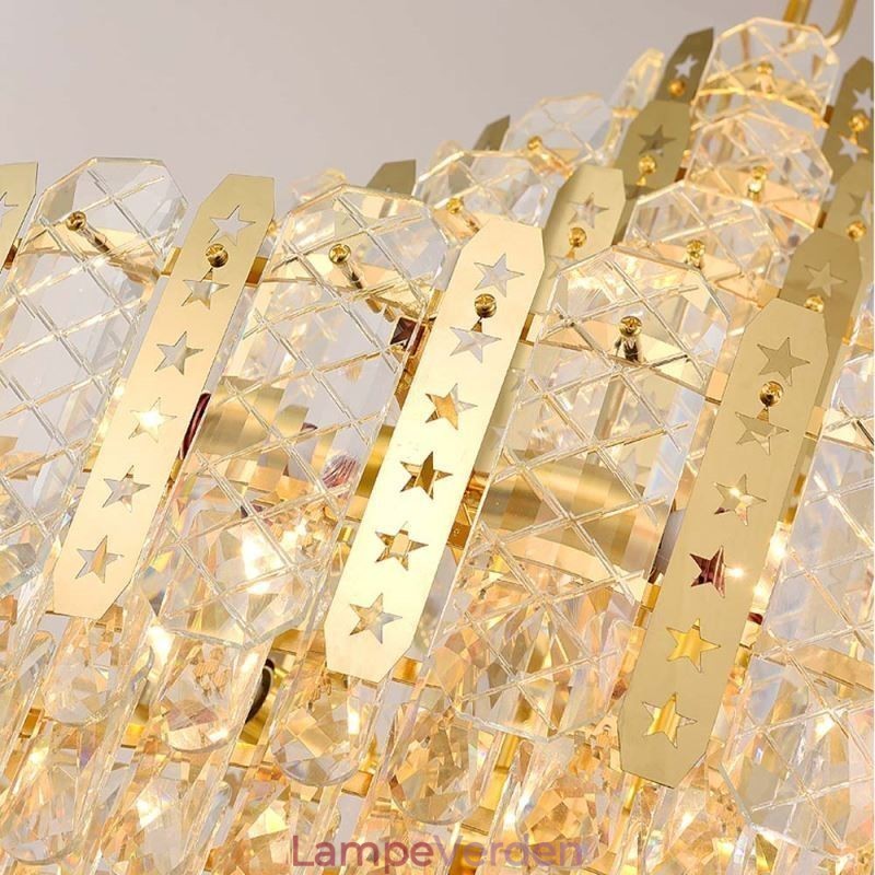 Crystal Pendel Light 4th Floor Luksus Decrative Loftslampe med gyldent hult jernplade