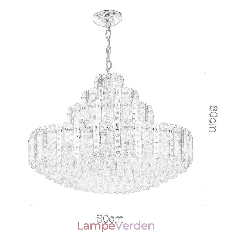 Crystal Pendel Light 4th Floor Luksus Decrative Loftslampe med gyldent hult jernplade