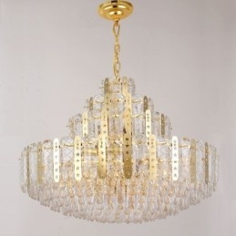 Crystal Pendel Light 4th Floor Luksus Decrative Loftslampe med gyldent hult jernplade
