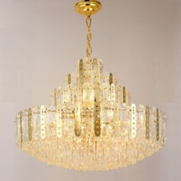 Crystal Pendel Light 4th Floor Luksus Decrative Loftslampe med gyldent hult jernplade