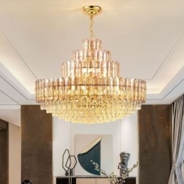Krystal Pendel Fire Layers Luksus Decrative Loftslampe 80cm