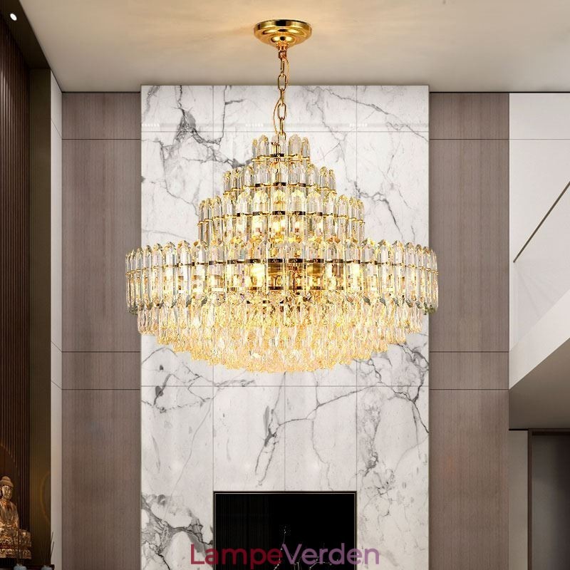 Krystal Pendel Fire Layers Luksus Decrative Loftslampe 80cm