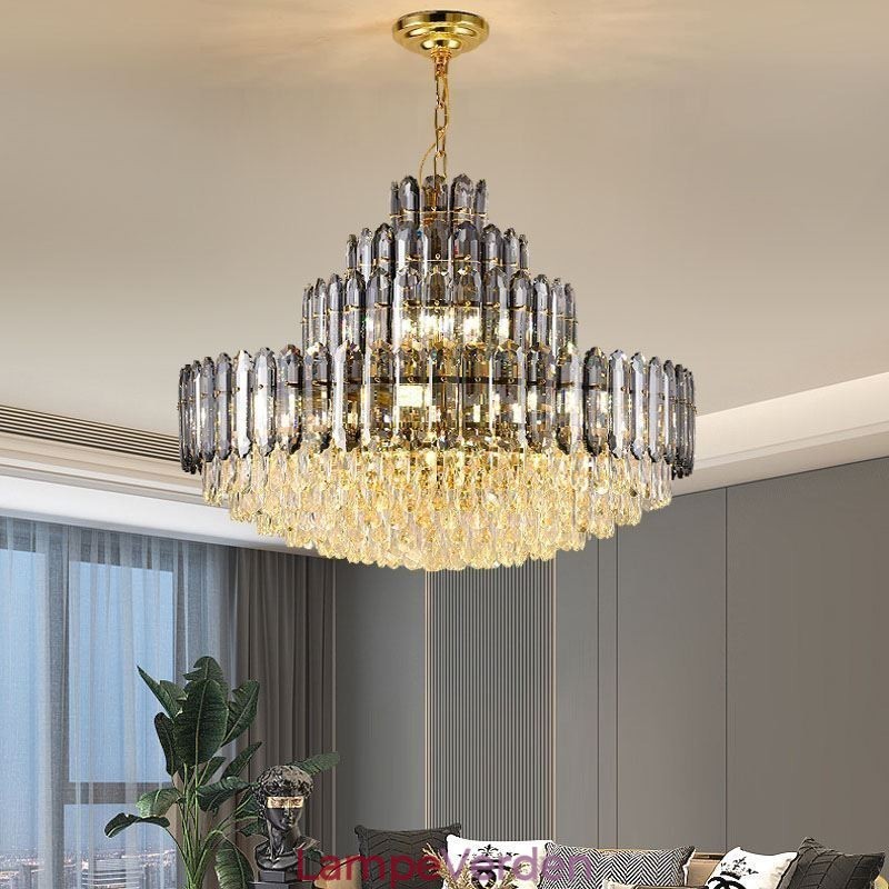 Krystal Pendel Fire Layers Luksus Decrative Loftslampe 80cm
