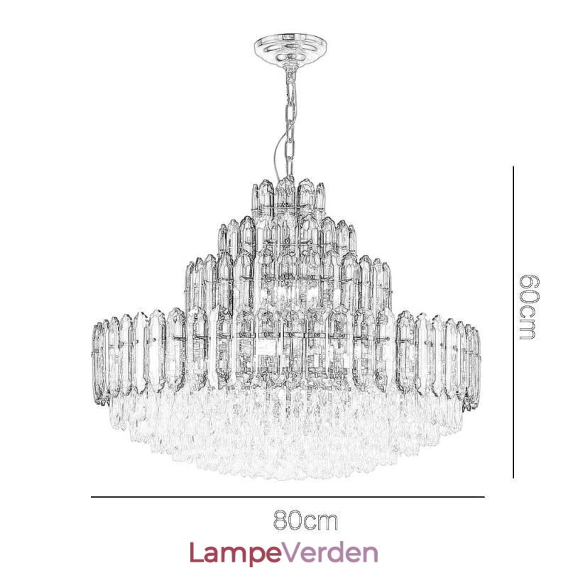 Krystal Pendel Fire Layers Luksus Decrative Loftslampe 80cm